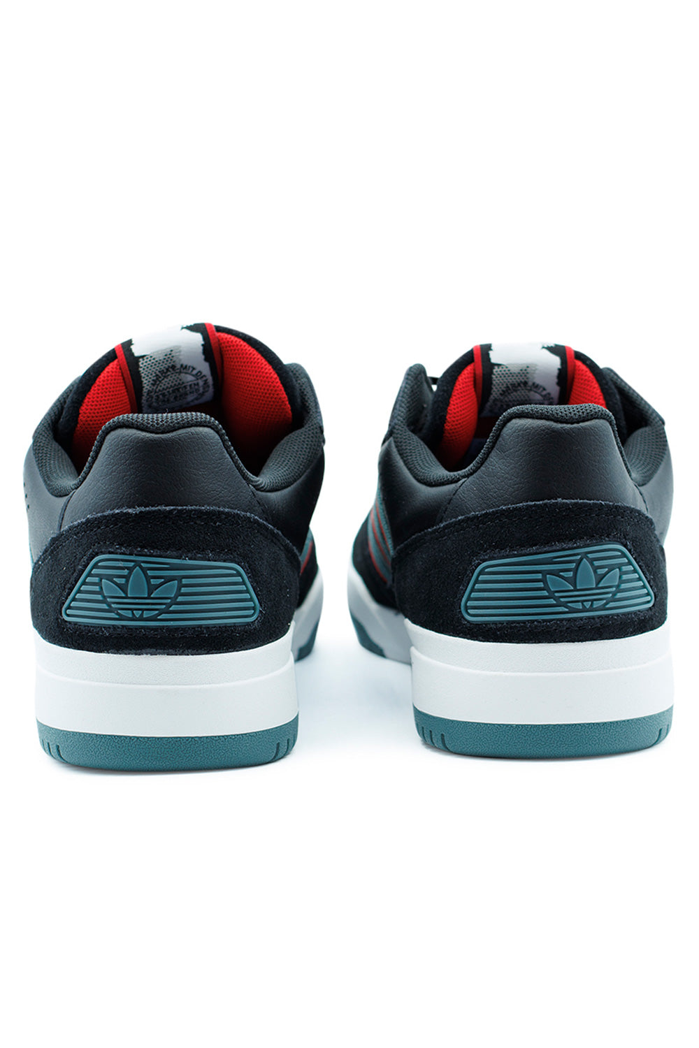 Adidas Tekkira Cup men’s skateboarding shoes Core Black Preloved Teal Better Scarlet, cup sole construction with responsive shock absorption.