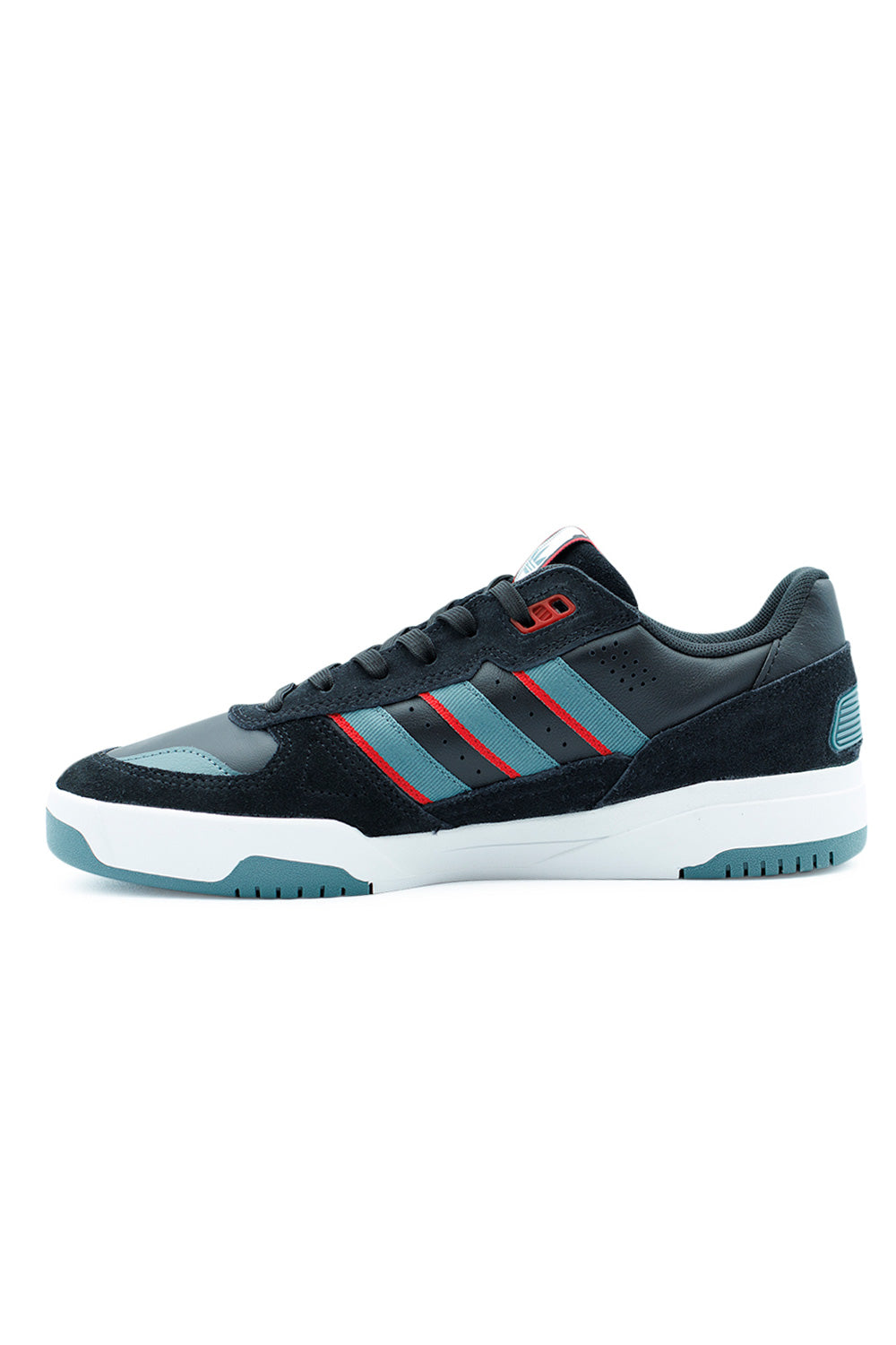 High-quality Adidas Tekkira Cup Shoe Core Black Preloved Teal Better Scarlet, men’s sneaker blending 90s tennis heritage with modern skate function.
