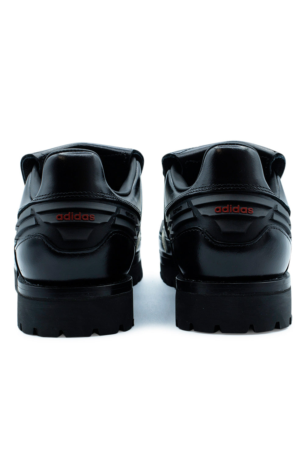 Rear detail of the Adidas x Brain Dead x Disney Predator sneaker highlighting sculpted heel support, adidas Originals branding, rugged boot-inspired sole, premium leather finish and hybrid football lifestyle silhouette from the limited World Cup capsule collection.