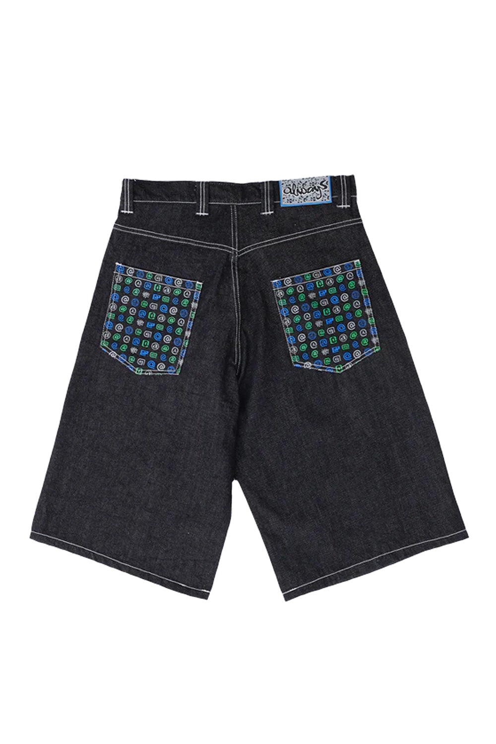 Always Back Pocket Print Denim Shorts Black - BONKERS
