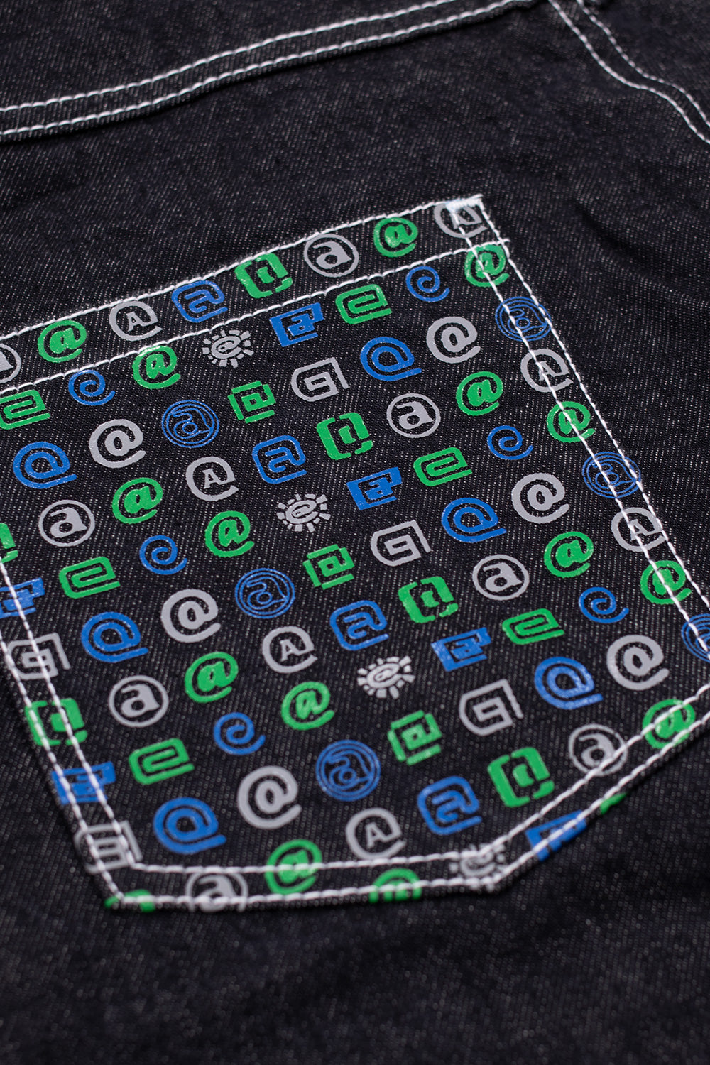 Always Back Pocket Print Denim Shorts Black - BONKERS