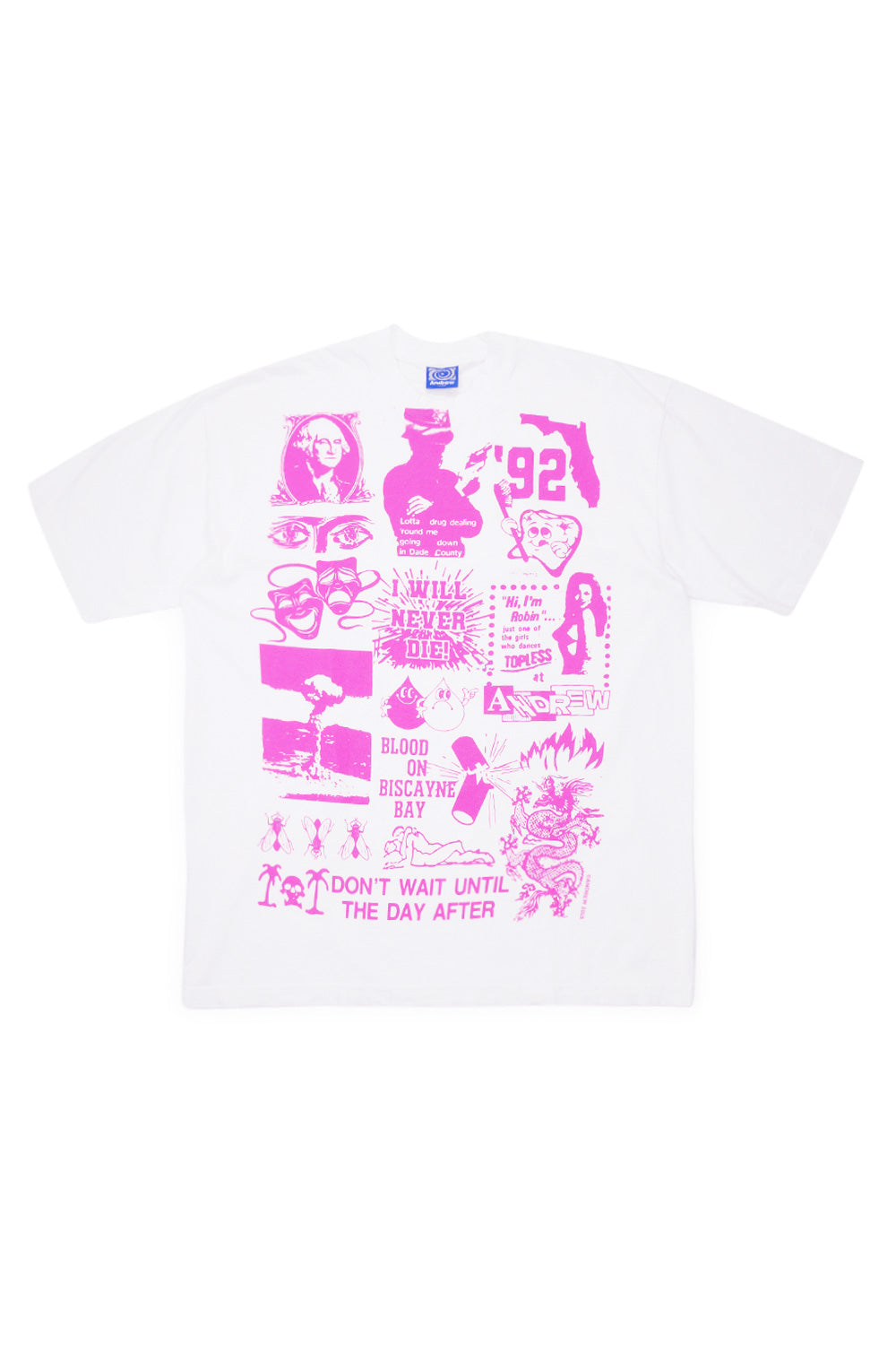 Andrew Miami Never Die T-Shirt White - BONKERS