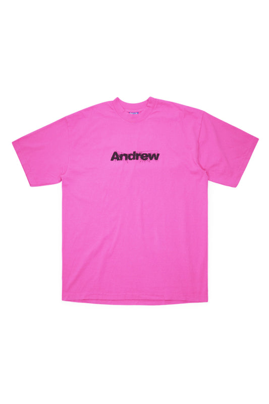 Andrew Miami Scratchy Logo T-Shirt Magenta - BONKERS