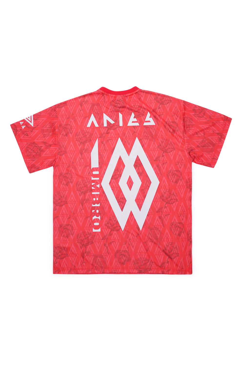 "Aries x Umbro Fußballtrikot Rot – Limited Edition Jersey mit floraler Grafik und hochwertiger Verarbeitung"