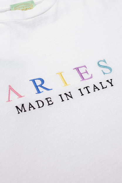 Aries United Colours Of Aries Embroidered T-Shirt White - BONKERS