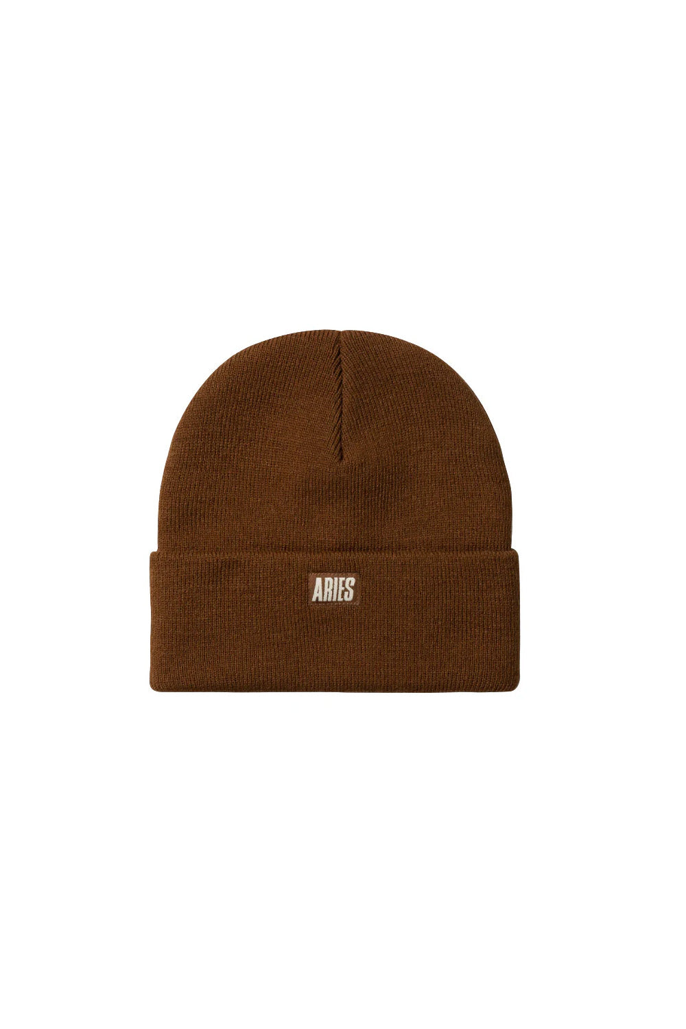 "Aries Brown Column A Beanie – Warme braune Beanie mit einzigartigem Column A-Design, perfekt für den urbanen Style"