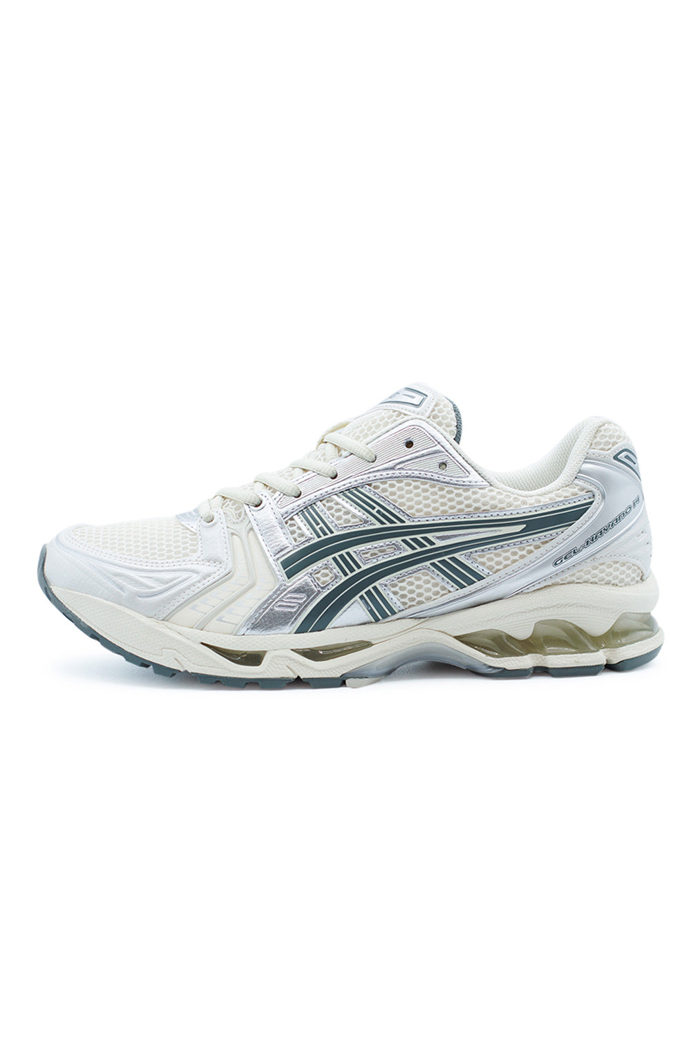 Seitenansicht des Asics GEL-Kayano 14 mit markanter 2000er-Jahre-Laufästhetik und TRUSSTIC Stabilitätssystem