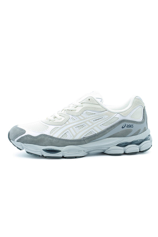 Asics GEL-NYC Cream White side view sneaker featuring retro running design, breathable mesh upper with suede overlays and GEL cushioning midsole inspired by early 2000s runners