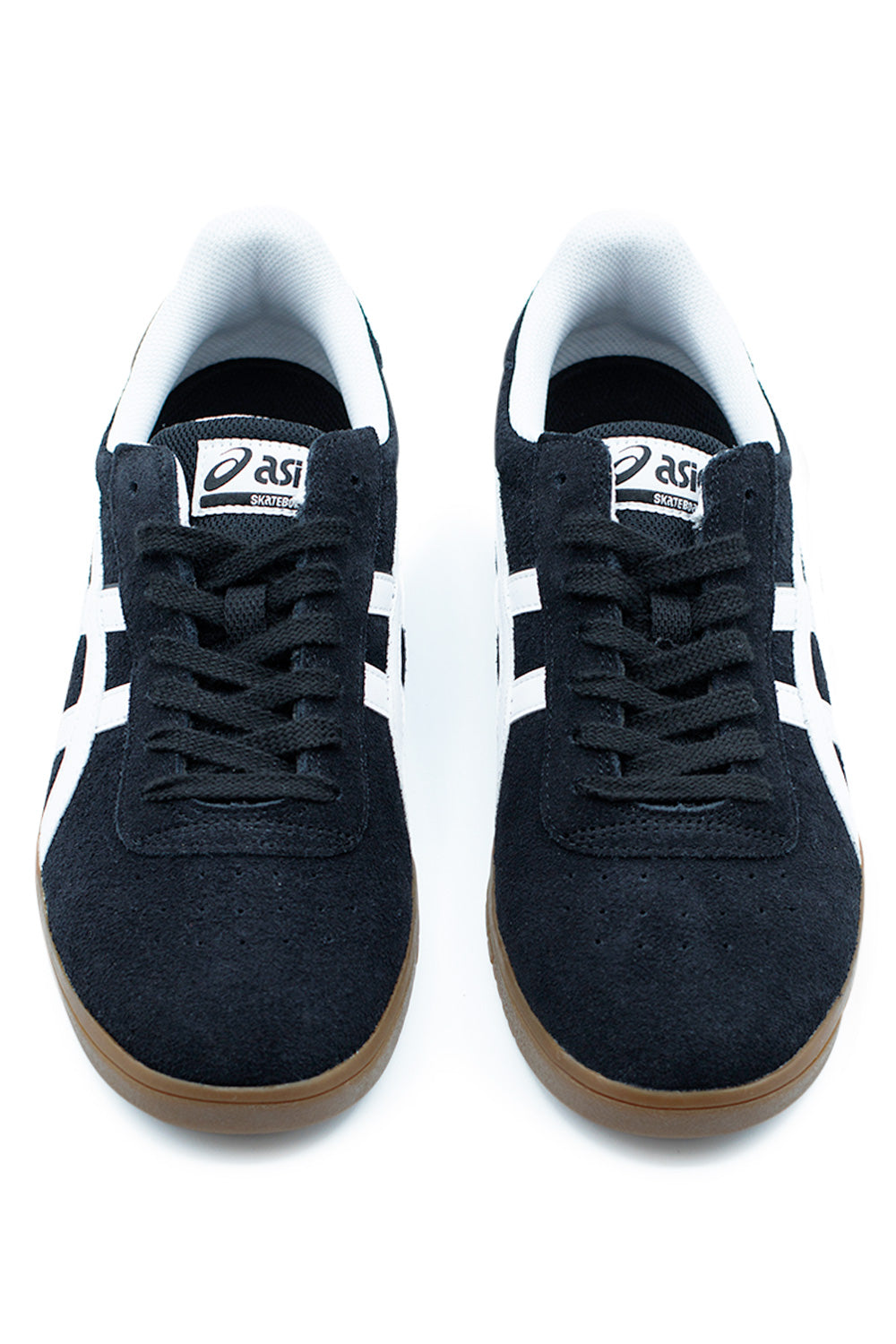top view Asics Gel-Vickka Pro skateboarding shoe with one piece toe design, padded collar and lace system built for board feel, comfort and long lasting wear