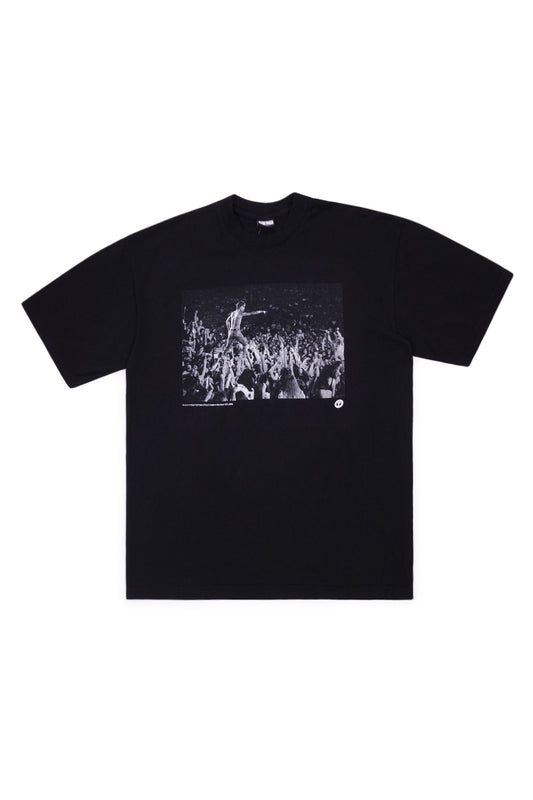 Babylon LA x Iggy Pop Crowd Photo T-Shirt Black with oversized fit, punk-inspired graphic tee featuring iconic live concert photo print on heavyweight 6 oz cotton