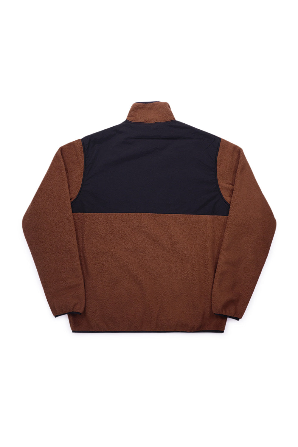 "Rückansicht des Baglady Zip-Up Fleeces – modernes Design mit Reißverschluss und bequemer Passform in warmem Tawny-Braun"