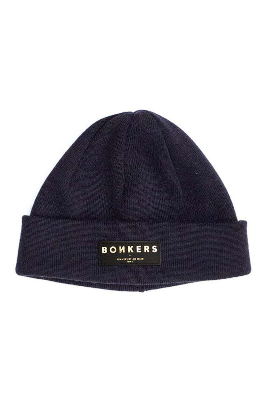 Bonkers Merino Wool Beanie Short Deep Navy / Silver - BONKERS