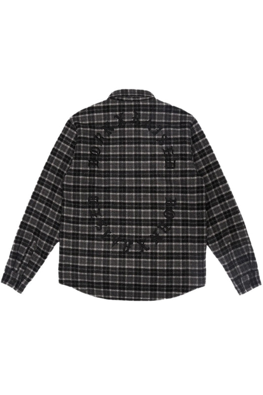 Born X Raised Embroidered Flannel Shirt Jacket Grey / Black