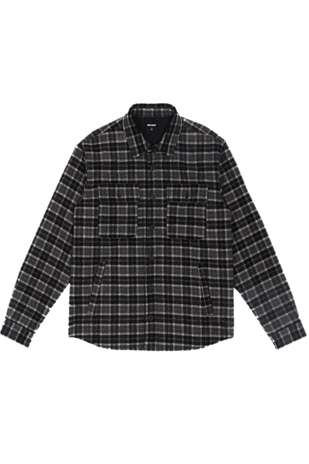 Born X Raised Embroidered Flannel Shirt Jacket Grey / Black