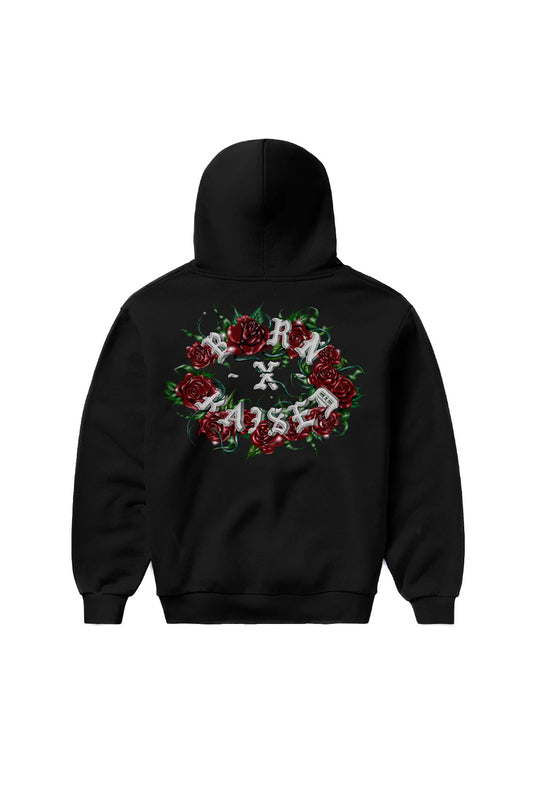 Born X Raised Roses Rocker Hoodie Black - BONKERS
