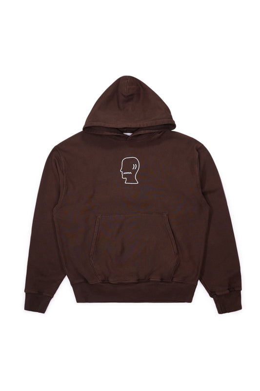 Brain Dead 3D Embroidered Logohead Garment Dyed Hoodie Brown - BONKERS