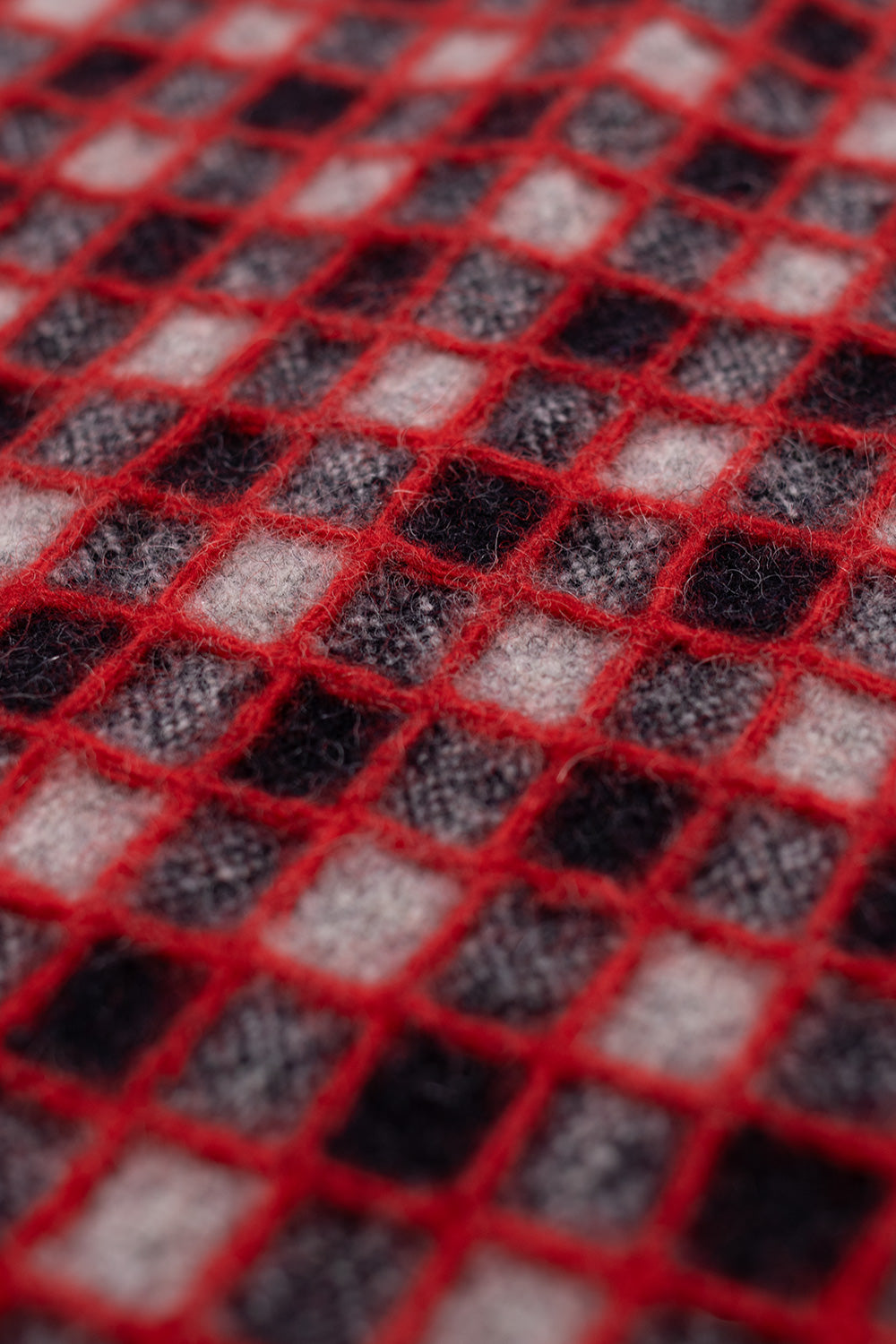 Brain Dead Check Mate Flannel Zip Shirt Black Red, unisex overshirt crafted from wool blend fabric with raised stitching and urban aesthetic.