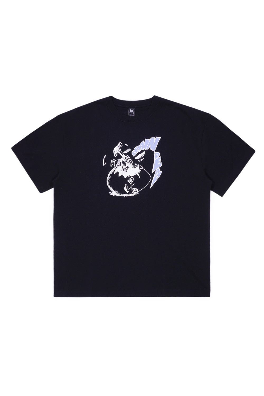 Brain Dead Crack An Egg T-Shirt Black, heavy cotton streetwear tee with raised front print and premium relaxed fit made in Portugal.