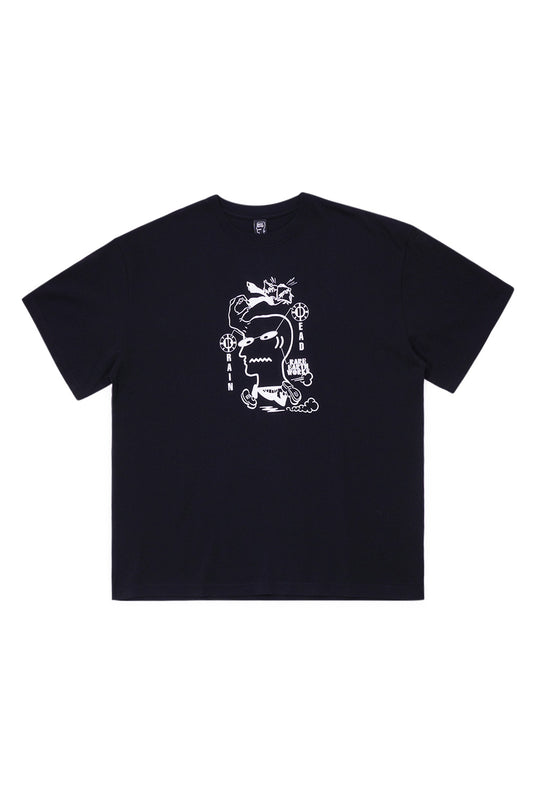 Brain Dead Earth Works T-Shirt Black, heavy cotton streetwear tee with raised chest print and relaxed fit made in Portugal.