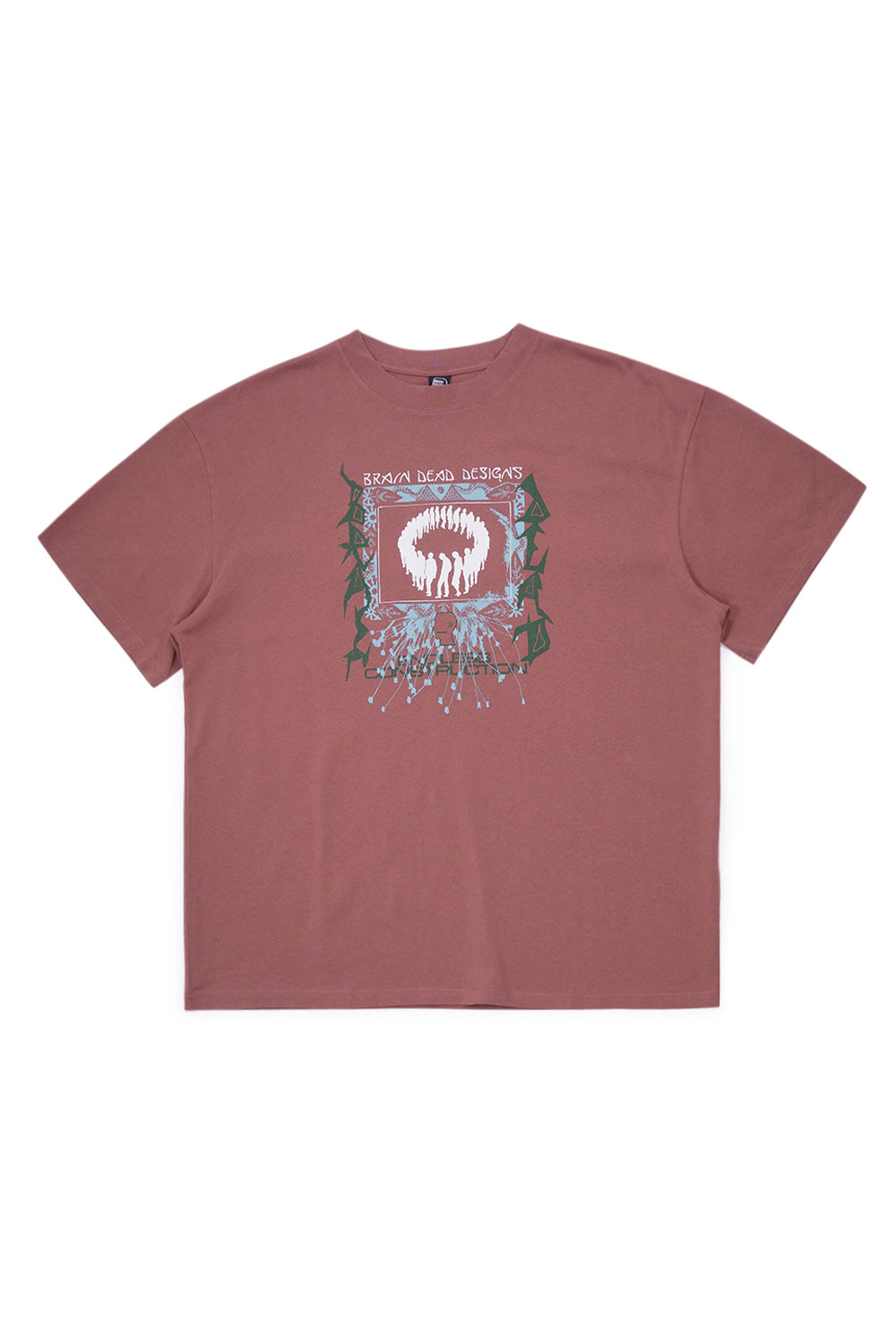 Brain Dead Endless Construction T-Shirt Nutmeg, heavy cotton unisex streetwear tee with raised front print and relaxed fit.