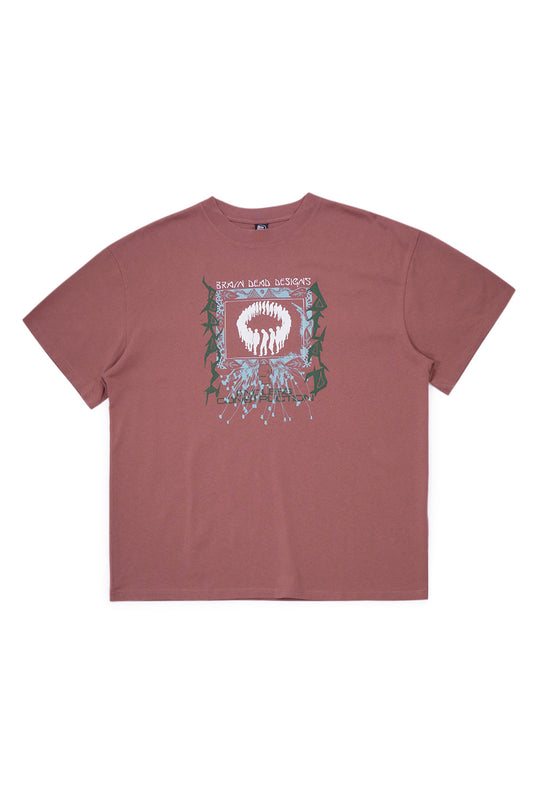 Brain Dead Endless Construction T-Shirt Nutmeg, heavy cotton unisex streetwear tee with raised front print and relaxed fit.