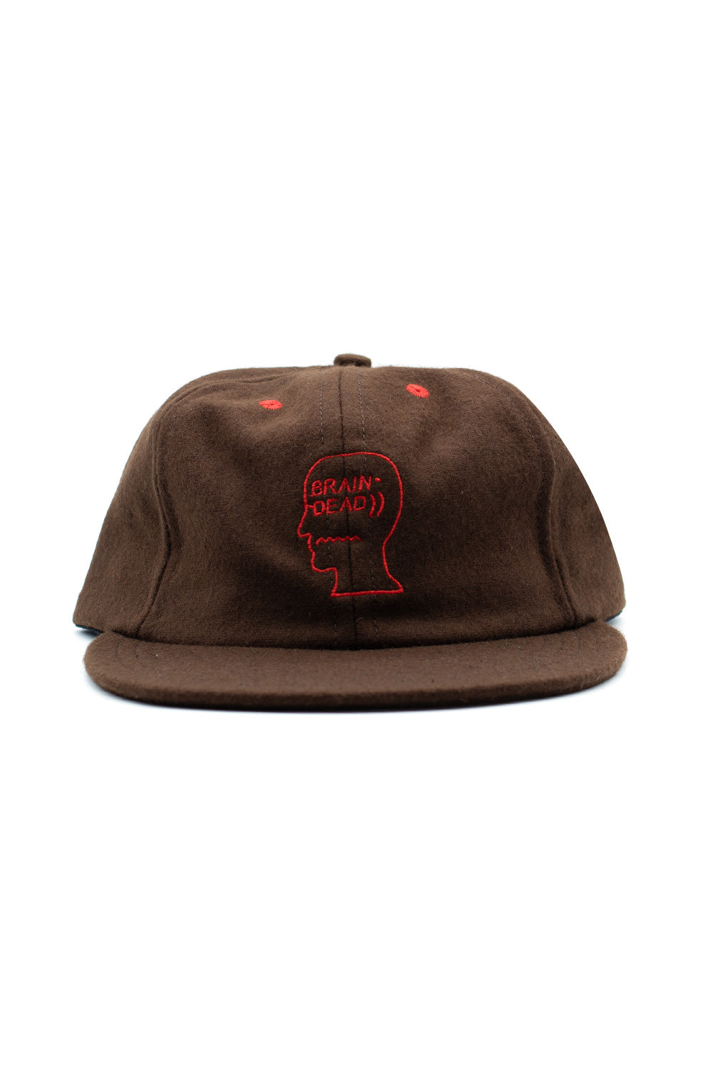 Brain Dead Flannel Logohead 6 Panel Cap Brown - BONKERS
