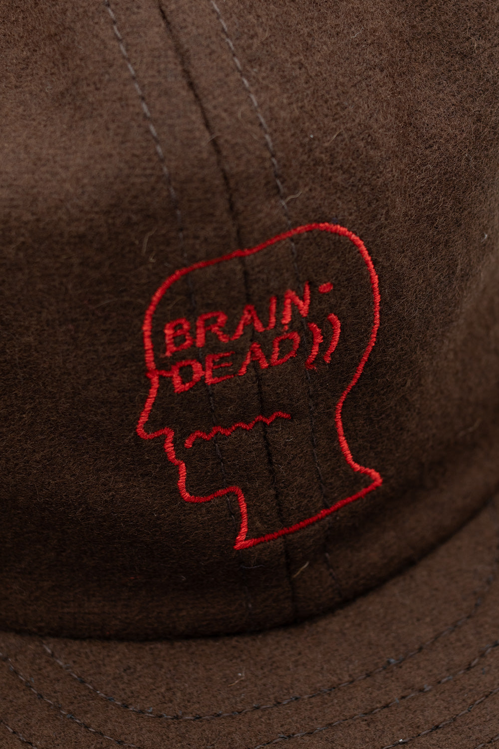 Brain Dead Flannel Logohead 6 Panel Cap Brown - BONKERS