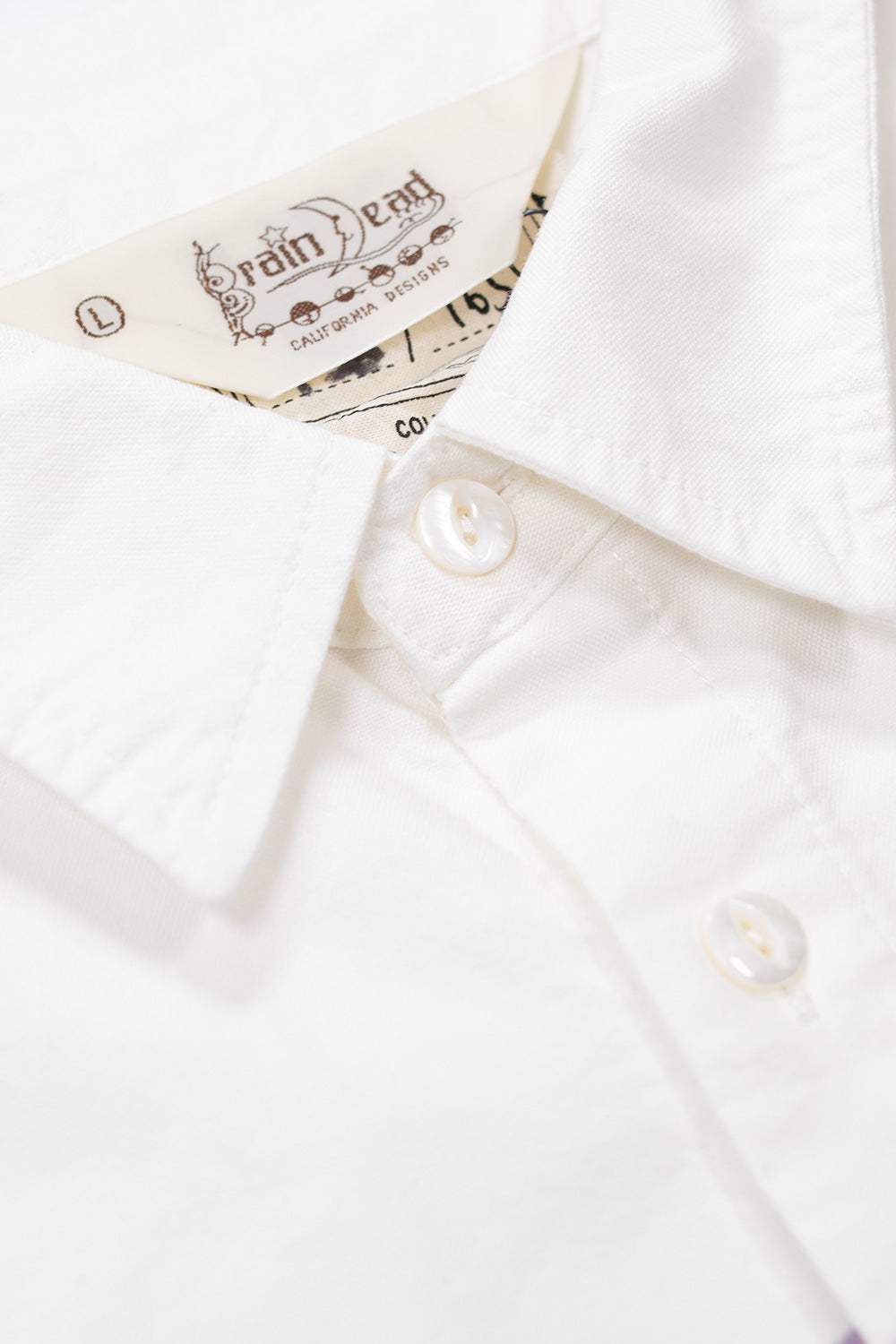 Brain Dead Gaspar Heart Button Up Oxford Shirt White Brain Dead Gaspar Heart Button Up Oxford Shirt White