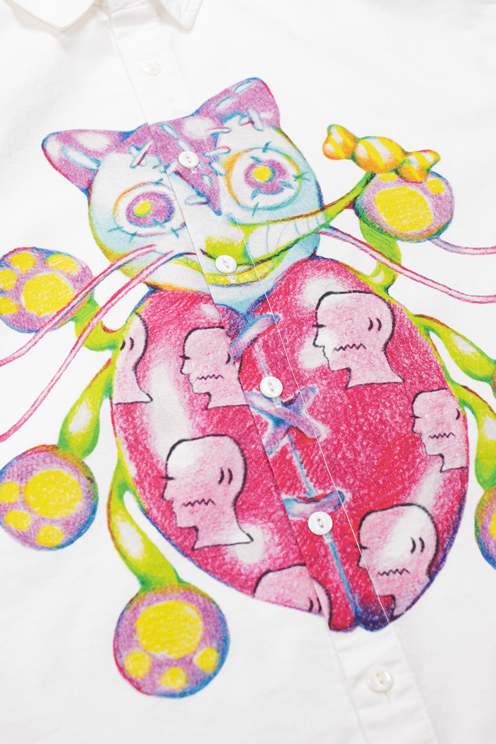 Limited Brain Dead Gaspar Heart Button Up Shirt White, art-inspired cotton oxford blending fine tailoring with bold Brain Dead graphics.