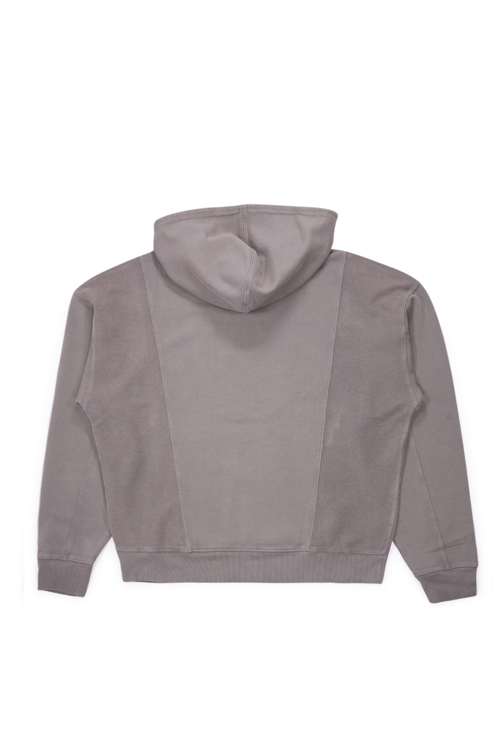 Unisex Brain Dead Mendoza Cropped Hoodie Cement, premium Portuguese-made cotton hoodie with inside-out panel design and embroidered front logo.