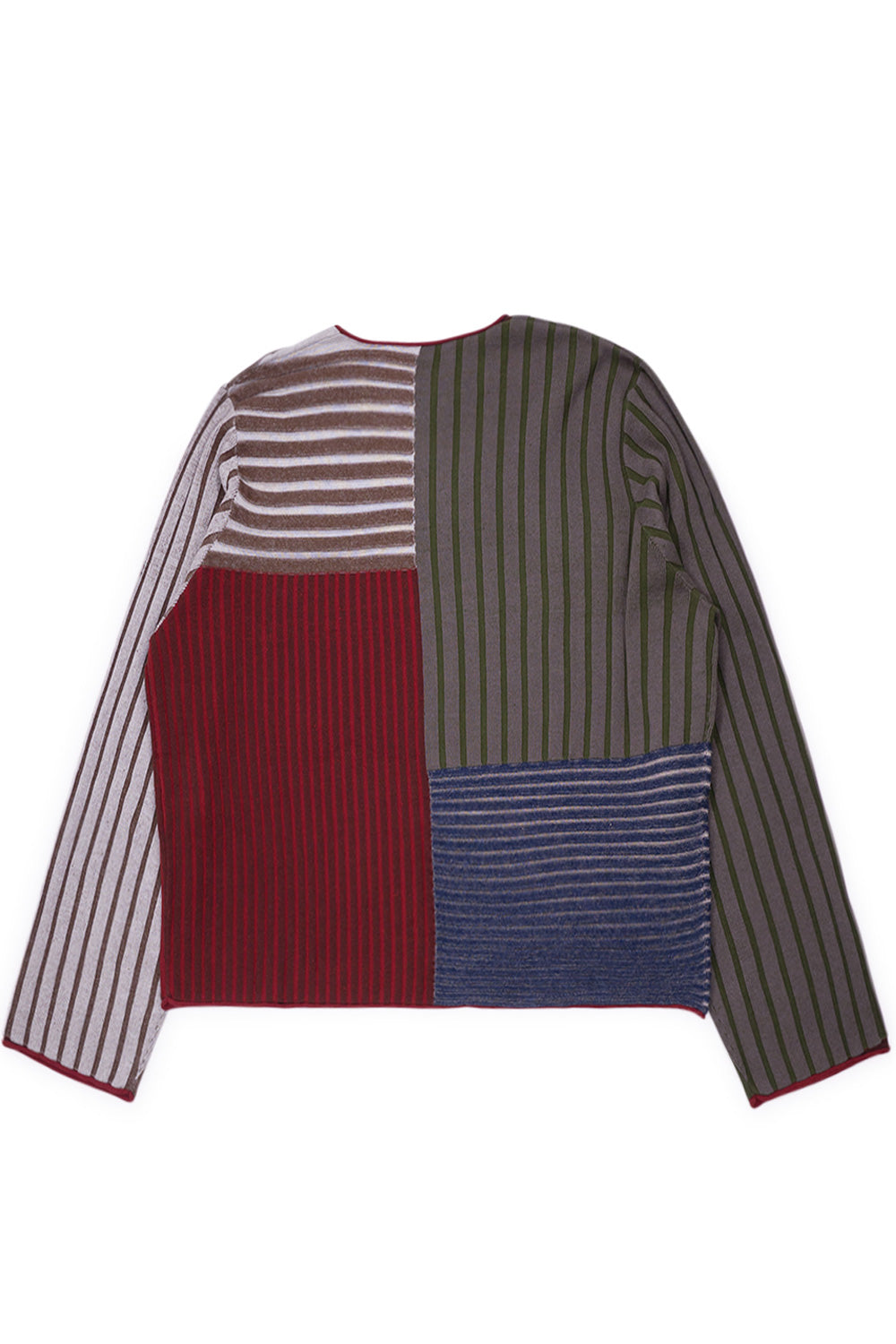 Unisex Brain Dead Mixed Stripe Knit Sweater Green, 100% cotton boxy pullover crafted from mixed textured panels and bold graphic details.