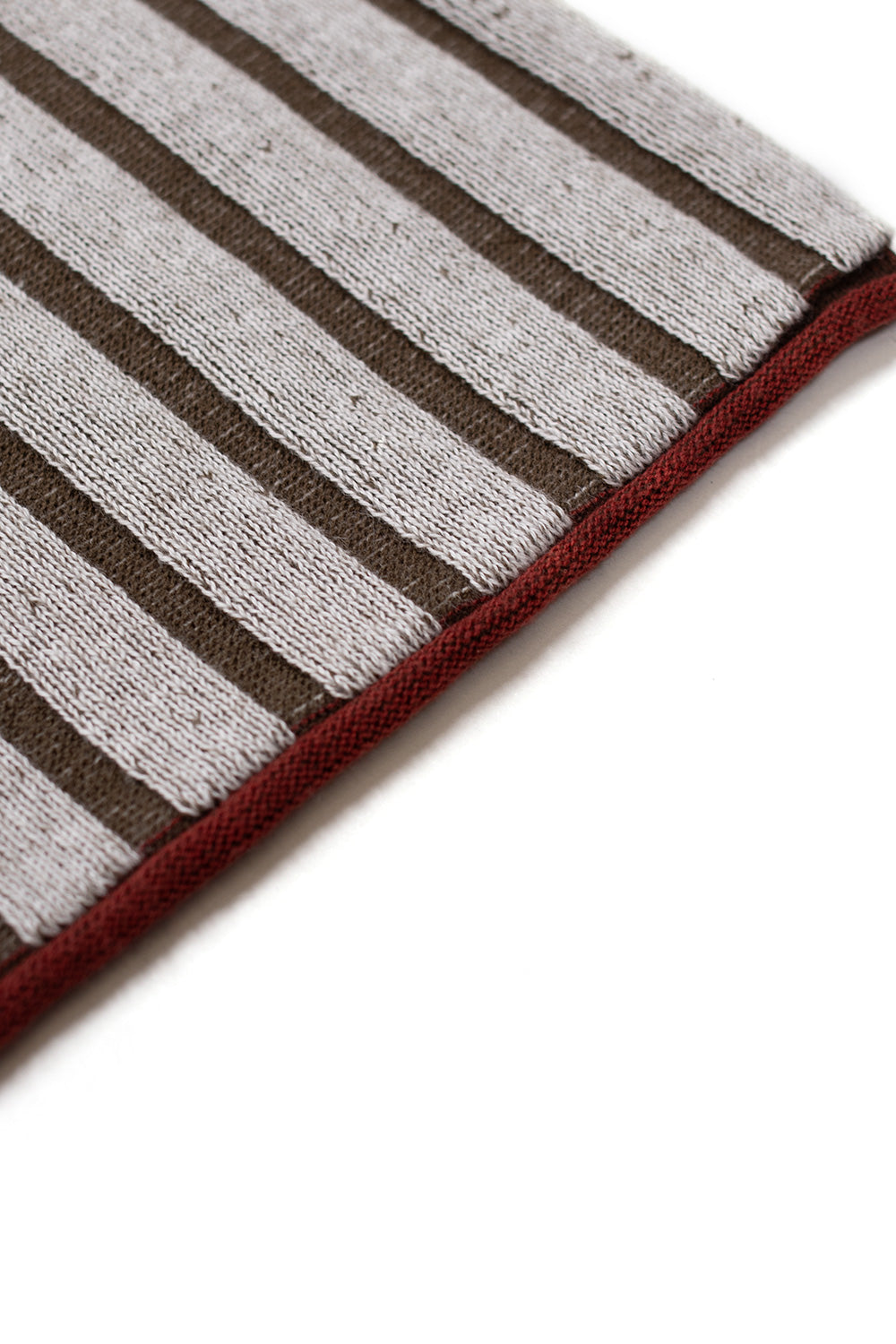 High-quality Brain Dead Mixed Stripe Boxy Sweater Green, creative knitted piece combining textured stripes, wide collar, and logo patch.