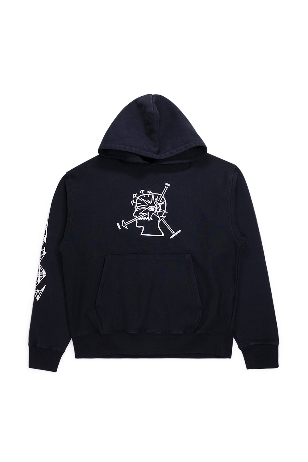 Brain Dead Neuro Free Association Hoodie in Washed Black mit provokanter Grafik und Vintage-Waschung