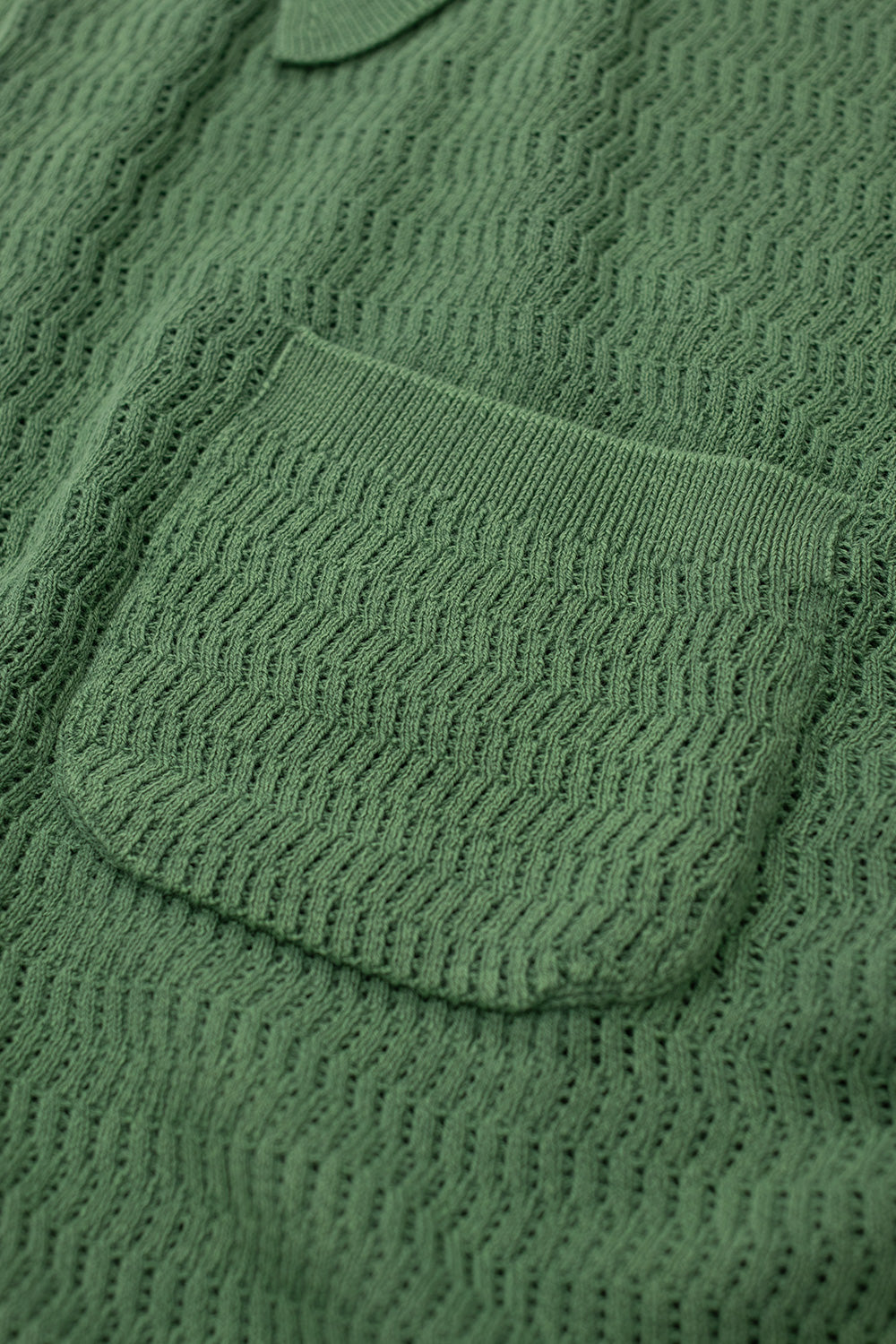 Brain Dead Pigment Dye Long Sleeve Polo Sweater Green fabric detail – finely woven textured knit made from high quality 100% pima cotton