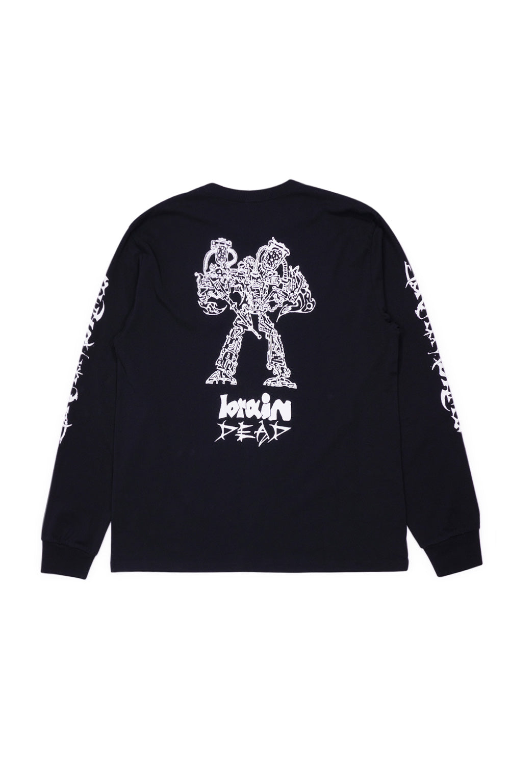 Unisex Brain Dead Skull Mech Longsleeve Black, premium 100% cotton streetwear top made in Portugal with all-over print design.