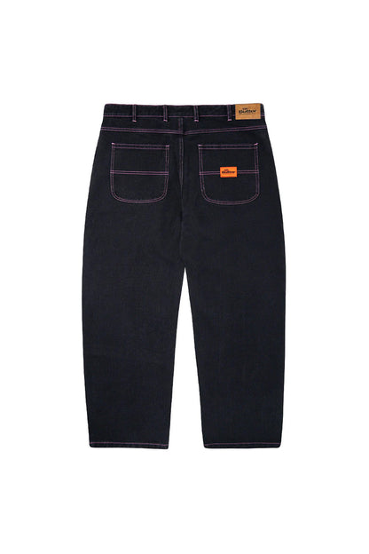 Butter Goods Santosuosso Denim Baggy Pants Verwaschenes Schwarz (Pinke Nähte)