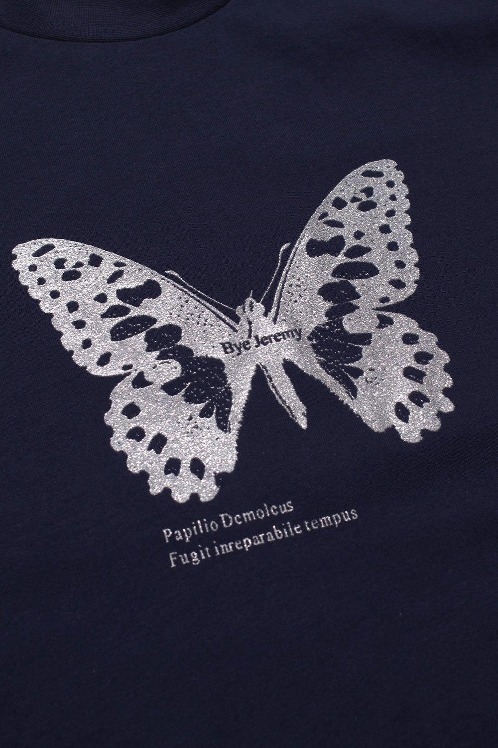 Bye Jeremy Silver Butterfly T-Shirt Navy