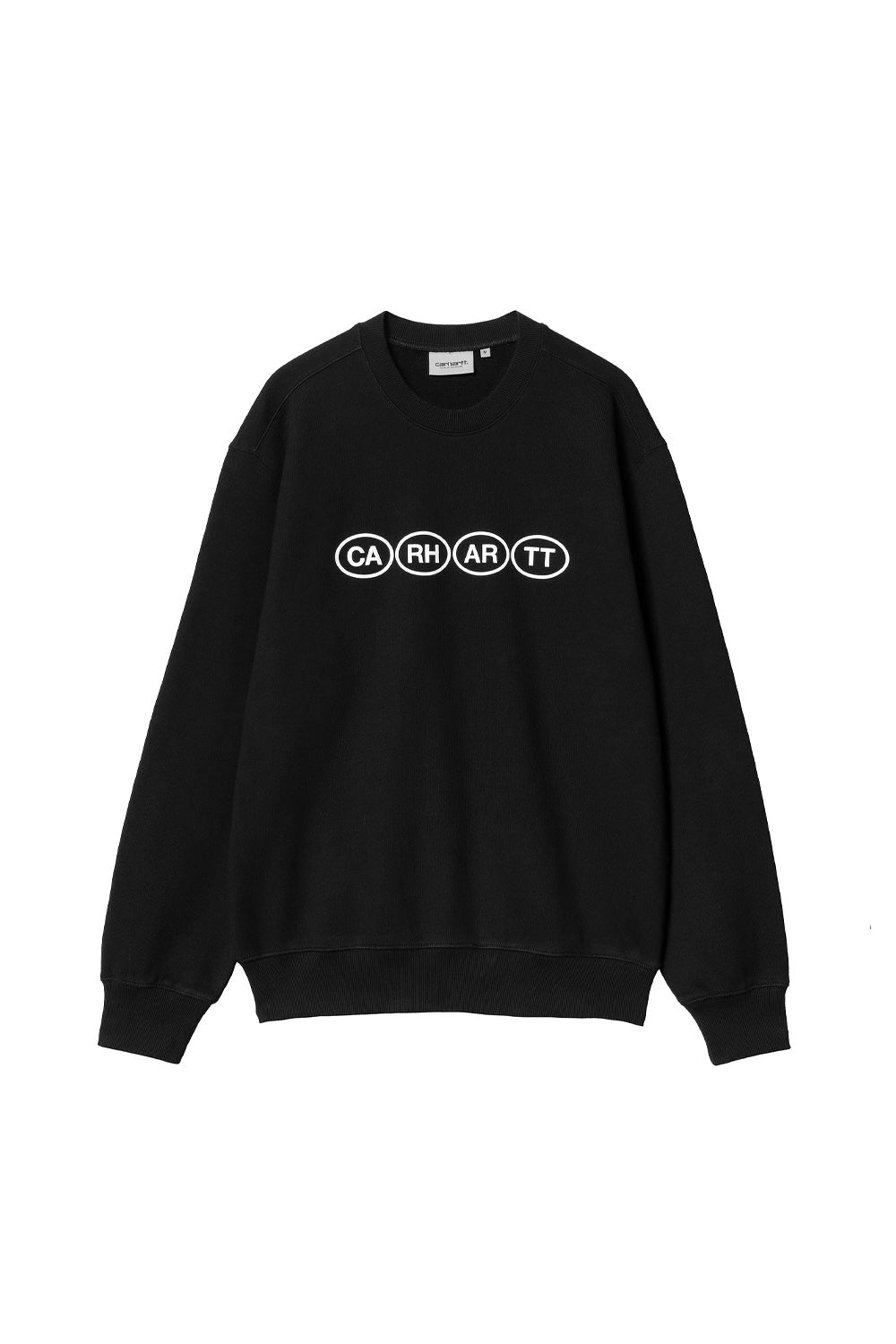 Carhartt WIP Bumper Sweatshirt in Schwarz – Locker geschnittenes Sweatshirt aus schwerem Baumwolljersey mit Loopback-Konstruktion und Grafik-Puff-Print auf der Brust