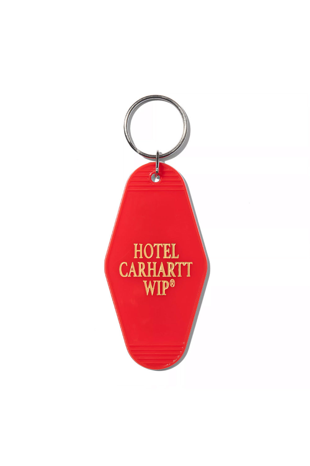 "Vorderansicht des Carhartt WIP Hotel Keys Keychain in Scarlet – modernes Accessoire in leuchtendem Rot, ideal für Schlüssel und Taschen"