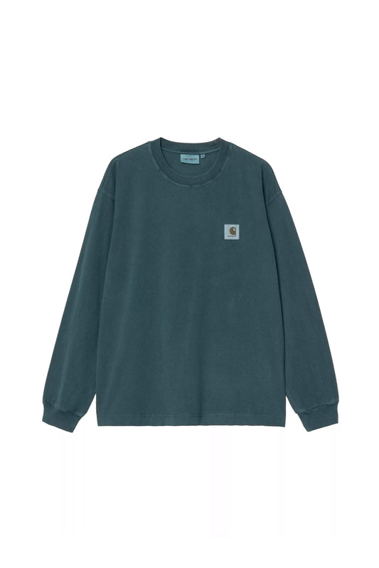 Carhartt WIP Longsleeve Vista T-Shirt Deep Lagoon (Garment Dyed) - BONKERS