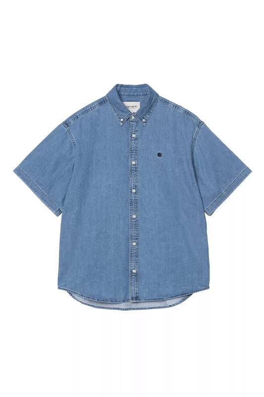Carhartt WIP S/S Lucas Shirt Blue (Stone Washed) - BONKERS