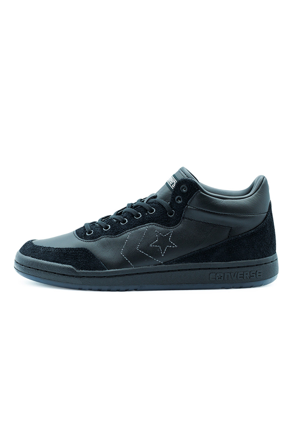 Converse CONS Fastbreak Pro Mid Sage Elsesser Black, premium mid-top skate shoe with black leather and suede upper for durability and refined style.
