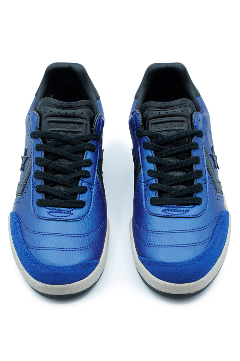 Front view of Converse CONS Louie Lopez Pro 2 OX Blue Silver Black skateboarding sneakers with black laces, padded tongue and sleek performance silhouette