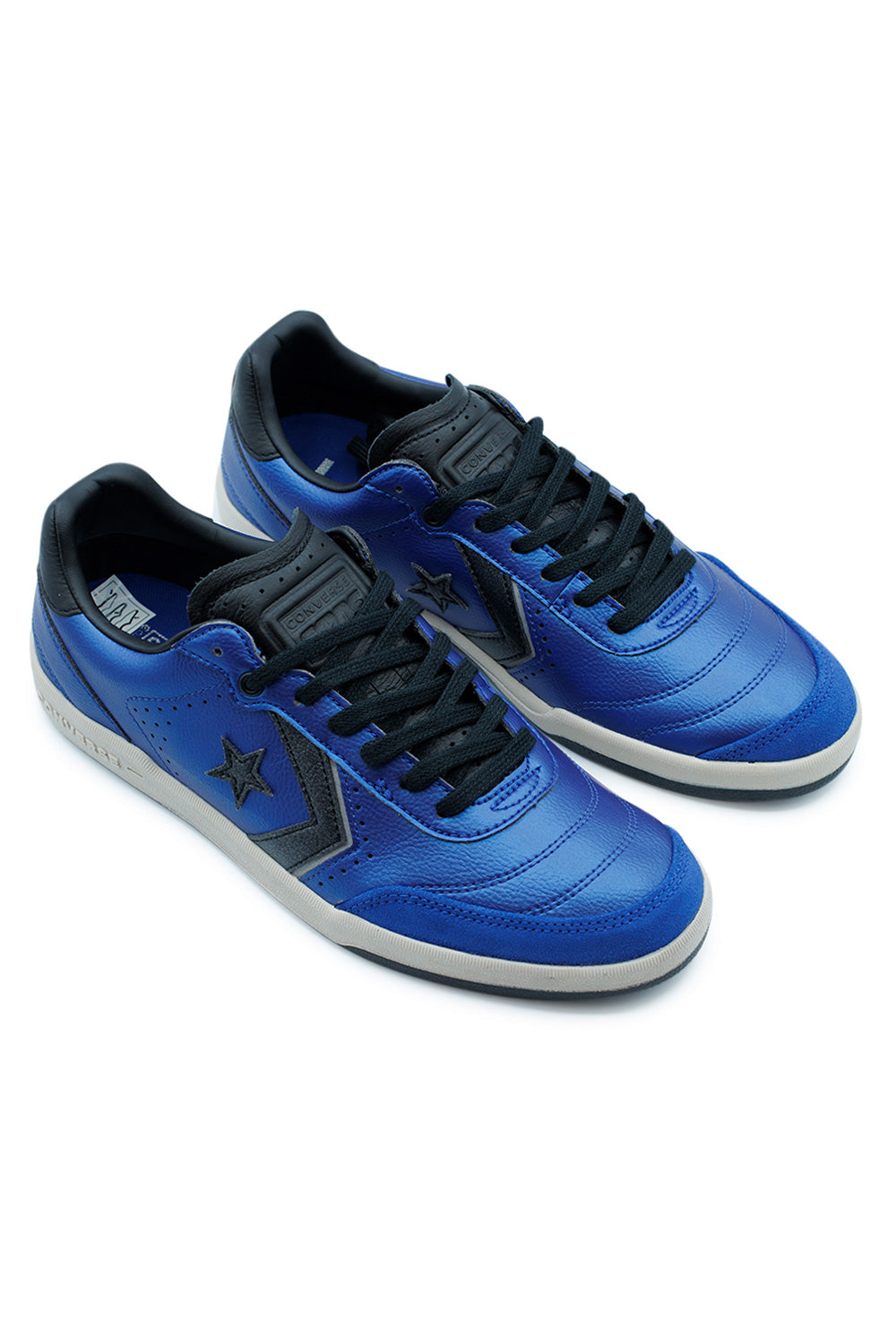 Angled top view of Converse CONS Louie Lopez Pro 2 OX pro model skate shoes with metallic star logo, CX foam cushioning and cupsole technology