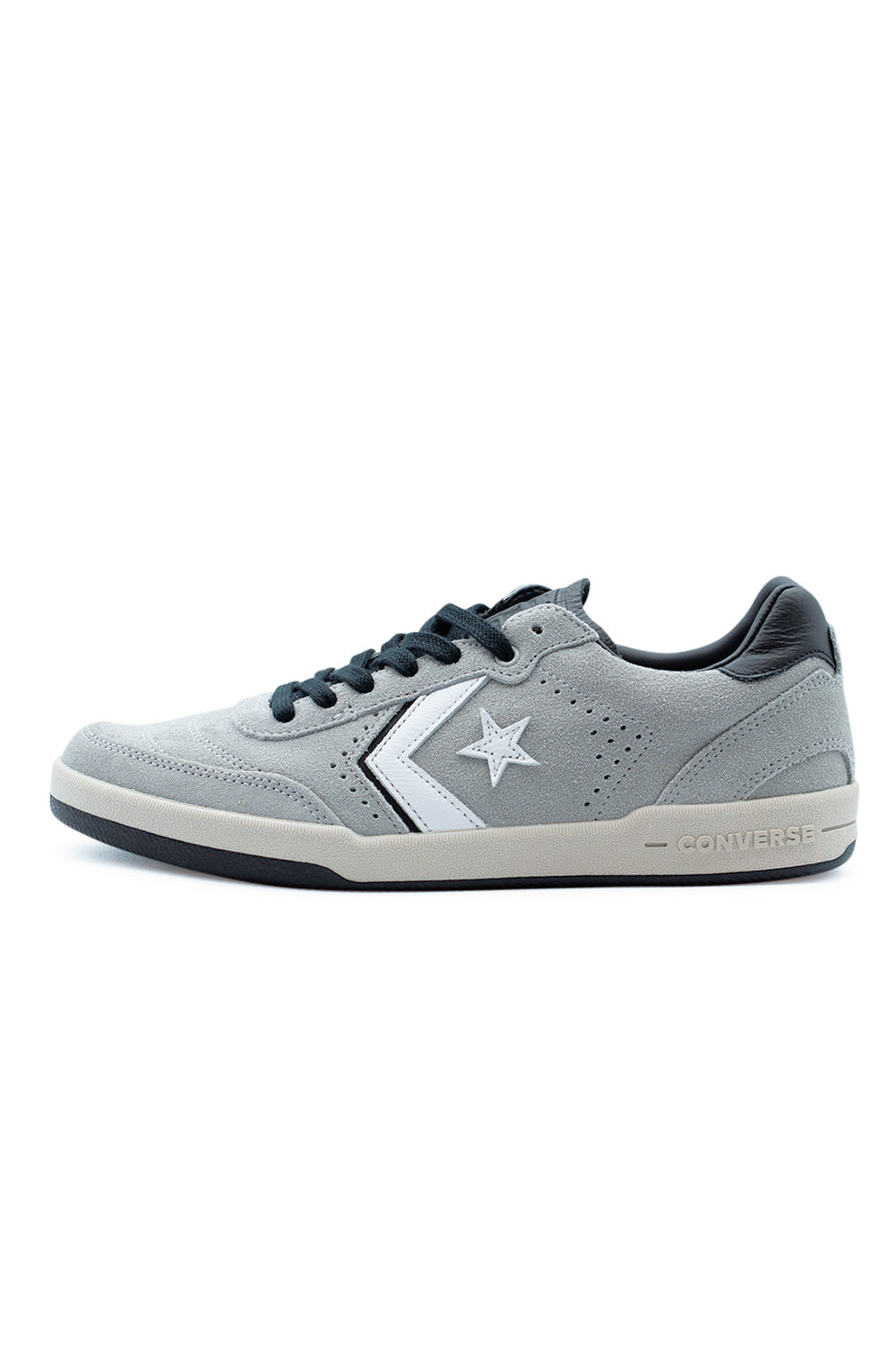 Converse CONS Louie Lopez Pro 2 OX skate shoe in Grey Area Black White featuring premium suede upper, low-top profile, Star Chevron logo and durable cupsole for professional skateboarding performance.