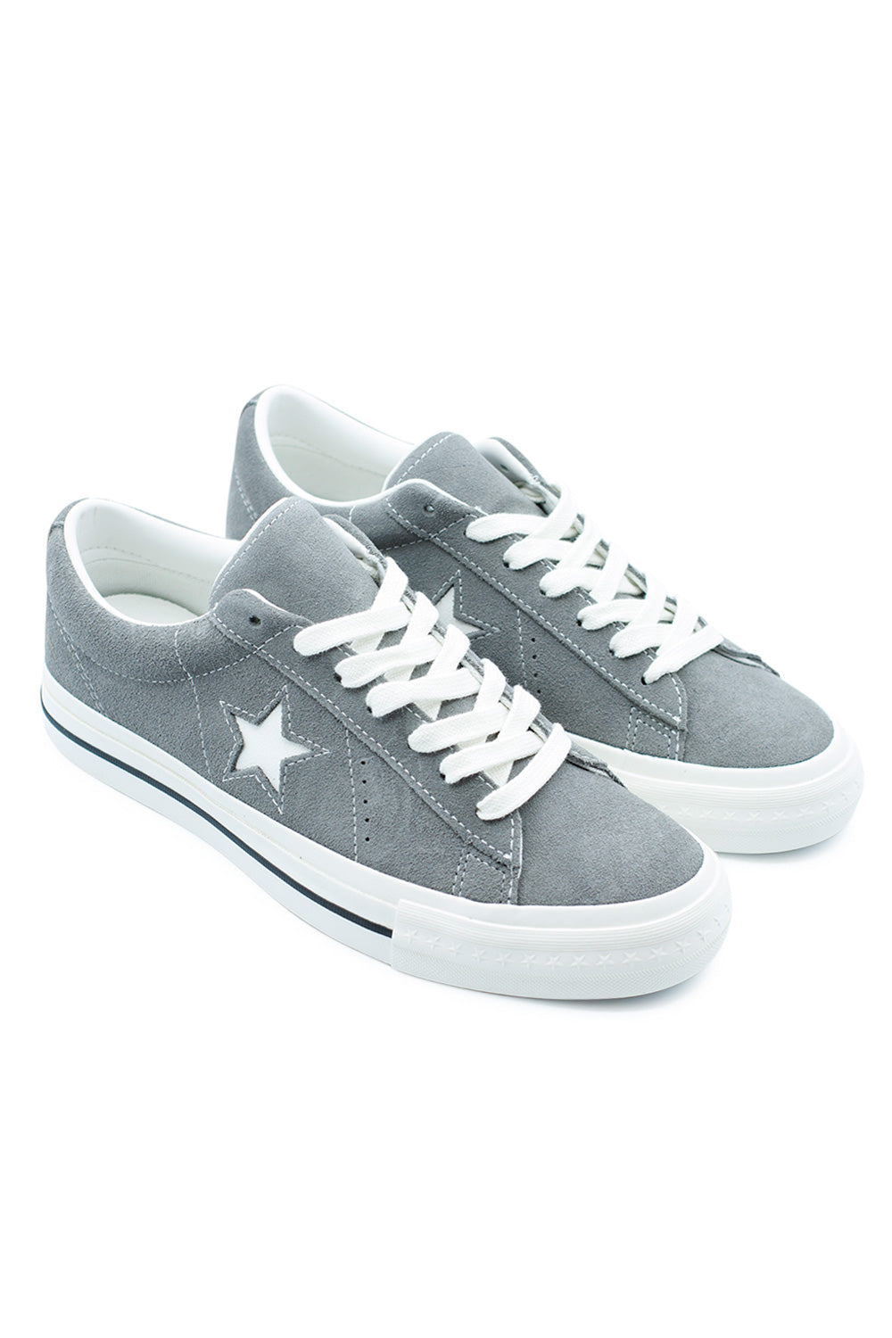 Side view of Converse One Star 95 OX Shoe Sharkskin Vintage White, 90s-inspired suede sneaker with vintage detailing and relaxed fit.