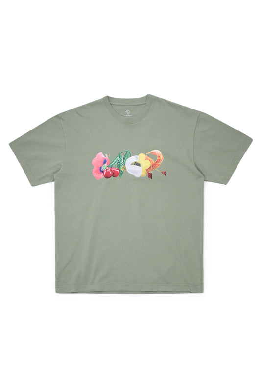 Dancer Glam Flowers T-Shirt Hedge Green - BONKERS
