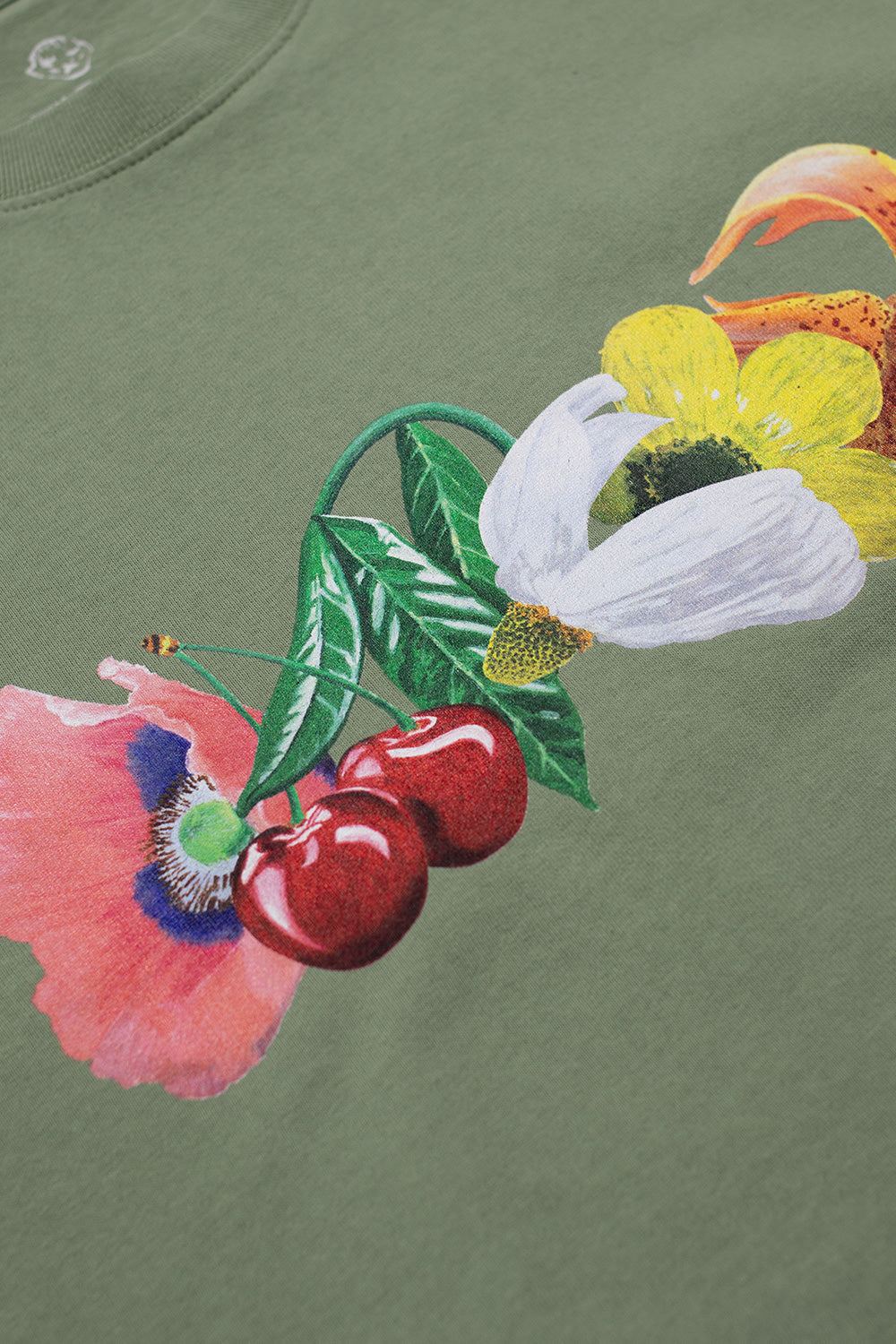 Dancer Glam Flowers T-Shirt Hedge Green - BONKERS