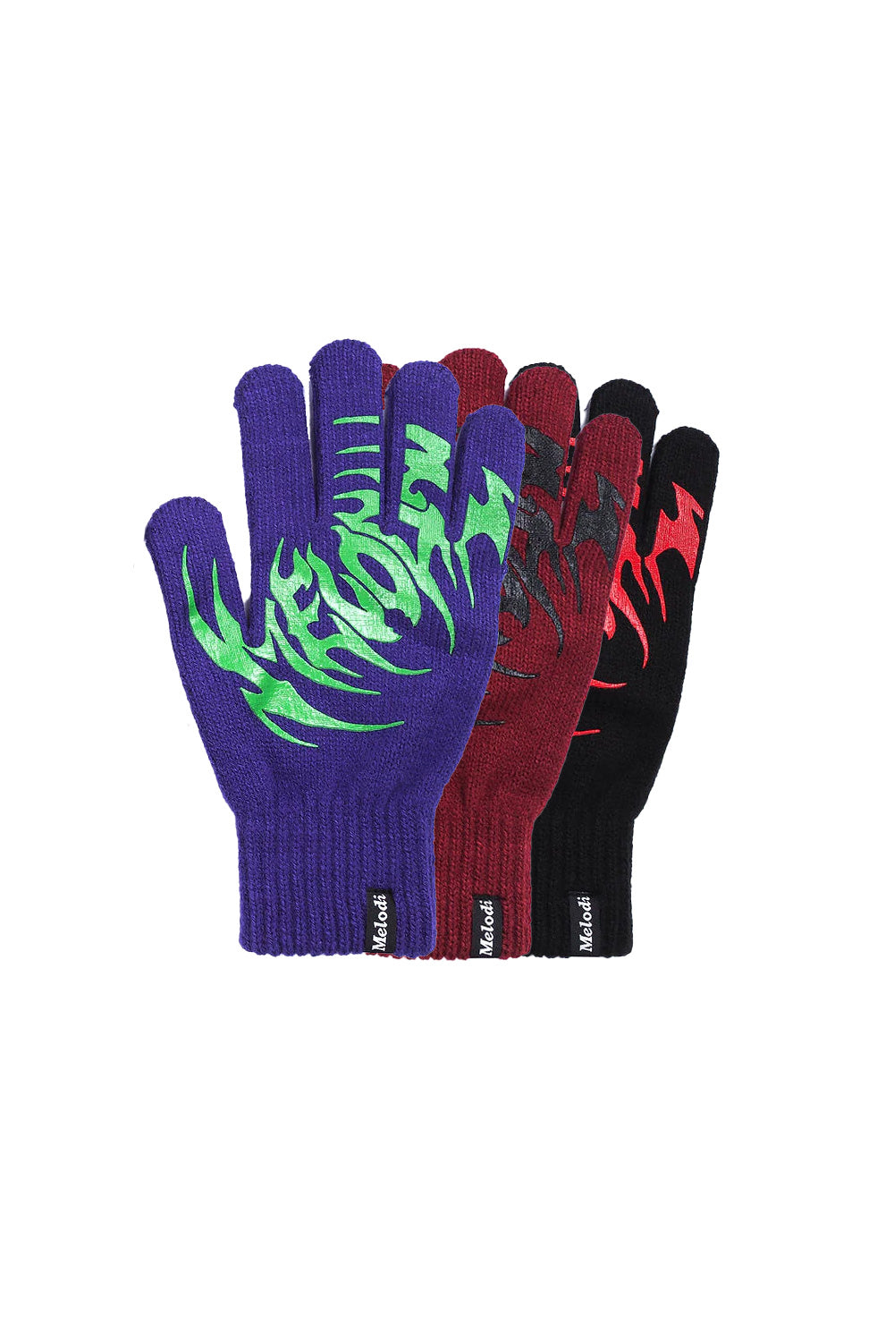 EC Melodi 3 Pack Logo Gloves Purple / Burgundy / Black