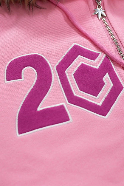 Fuck This Industry 8Cube Fur Hood Zip Up Pink